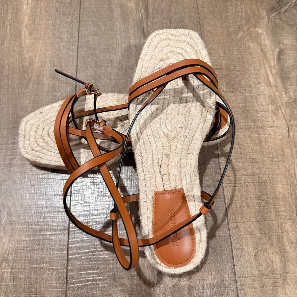 NEW Madewell The Mira Espadrille Thong Sandal Ankle Strap Summer‎ Coastal US 9.5